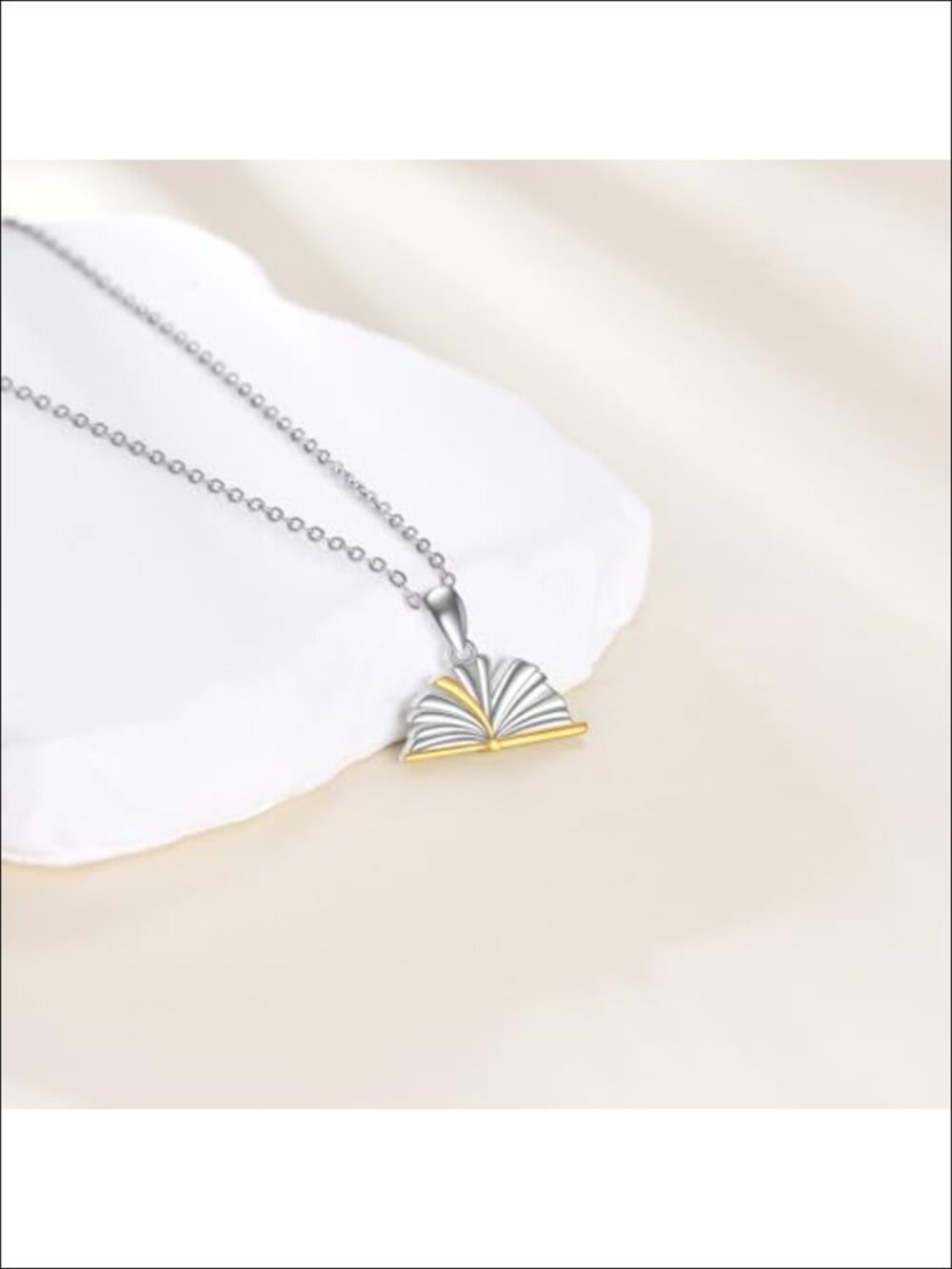 925 Sterling Silver Book Necklace Book Lovers Teacher Librarian Pendant